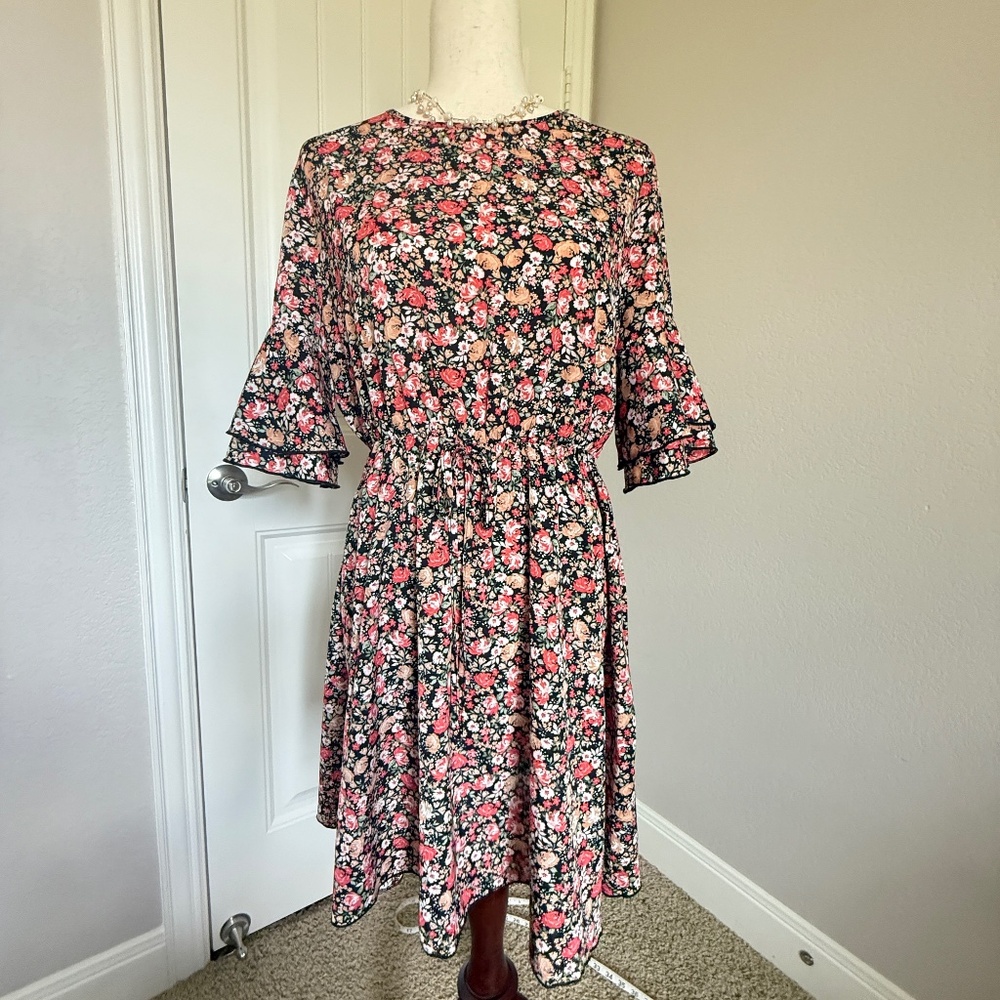 Summery Floral Half Sleeved Babydoll Dress